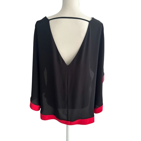 BCBGMAXAZRIA Black Red Batwing Top Size Medium - Picture 3 of 6